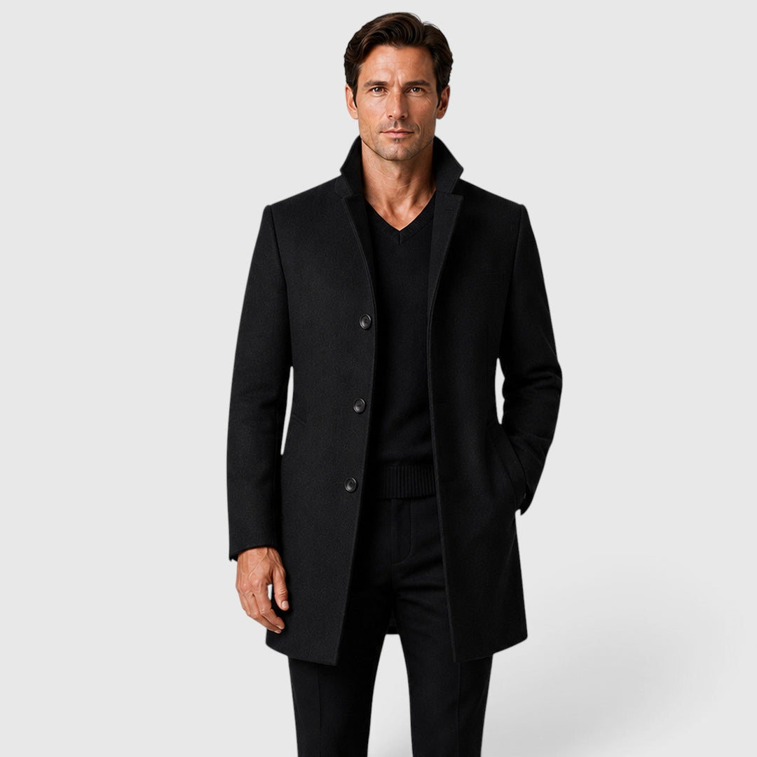 Isaac | Classic Single-Breasted Wool Overcoat for Men