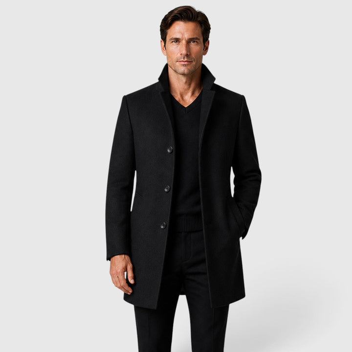 Isaac | Classic Single-Breasted Wool Overcoat for Men