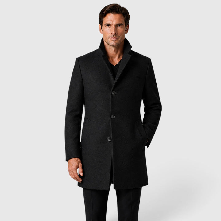 Isaac | Classic Single-Breasted Wool Overcoat for Men