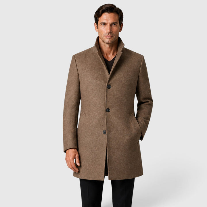 Isaac | Classic Single-Breasted Wool Overcoat for Men