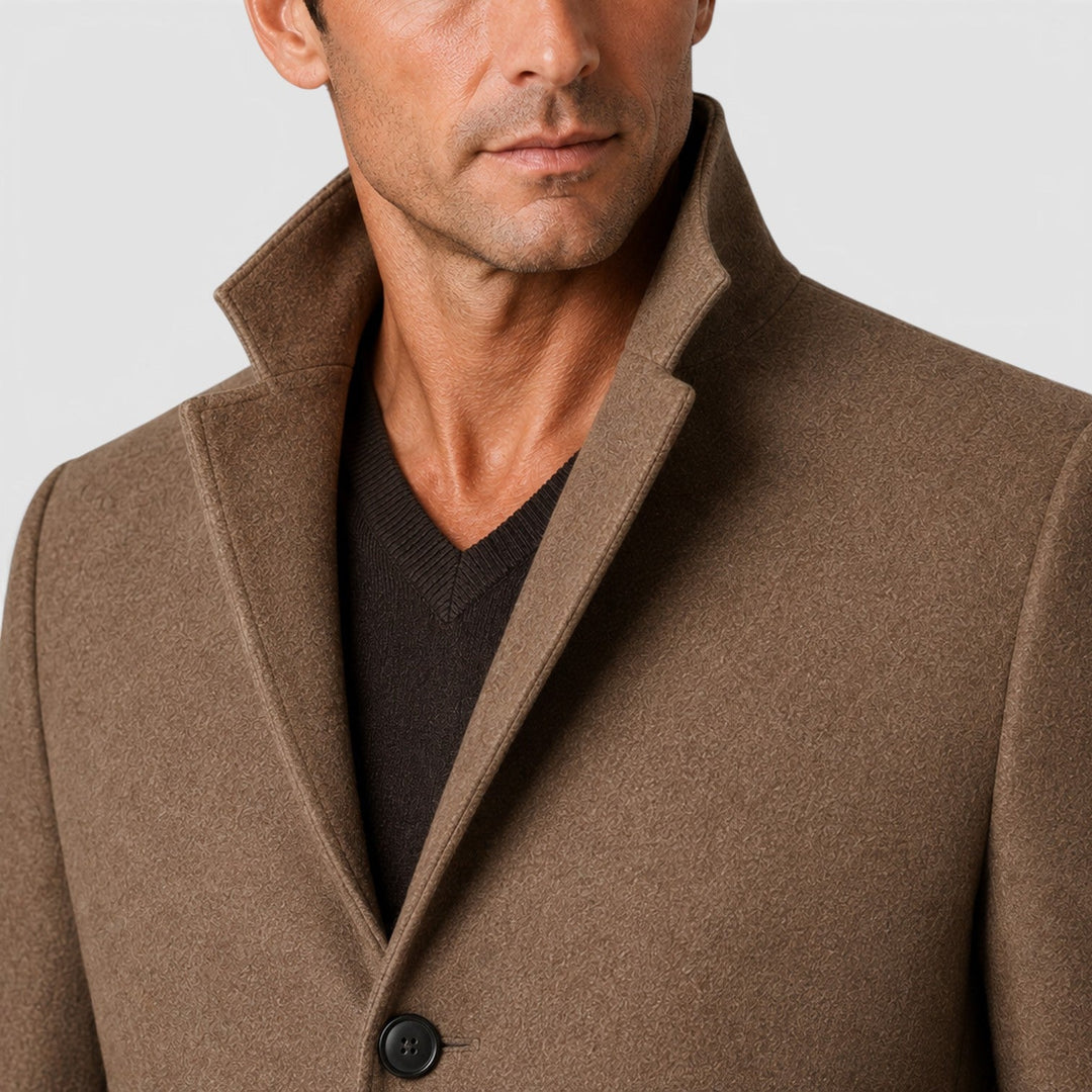 Isaac | Classic Single-Breasted Wool Overcoat for Men