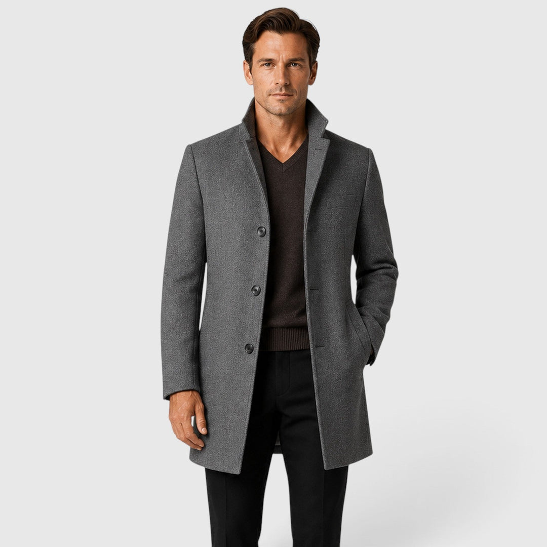 Isaac | Classic Single-Breasted Wool Overcoat for Men