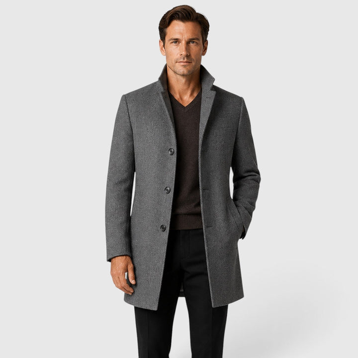 Isaac | Classic Single-Breasted Wool Overcoat for Men