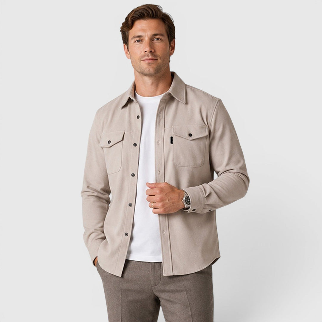 Angus | Relaxed Slim Fit Cotton Overshirt for Men