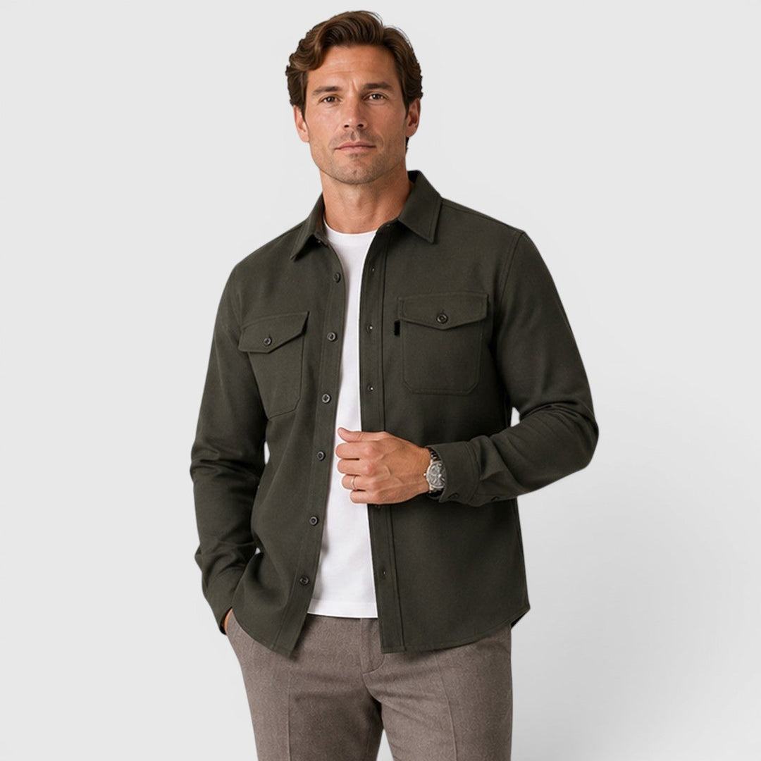 Angus | Relaxed Slim Fit Cotton Overshirt for Men