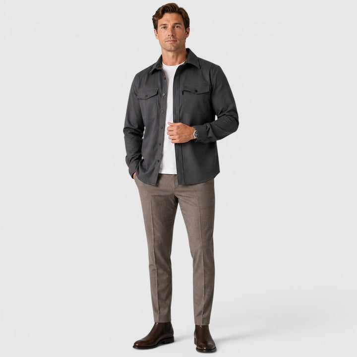 Angus | Relaxed Slim Fit Cotton Overshirt for Men
