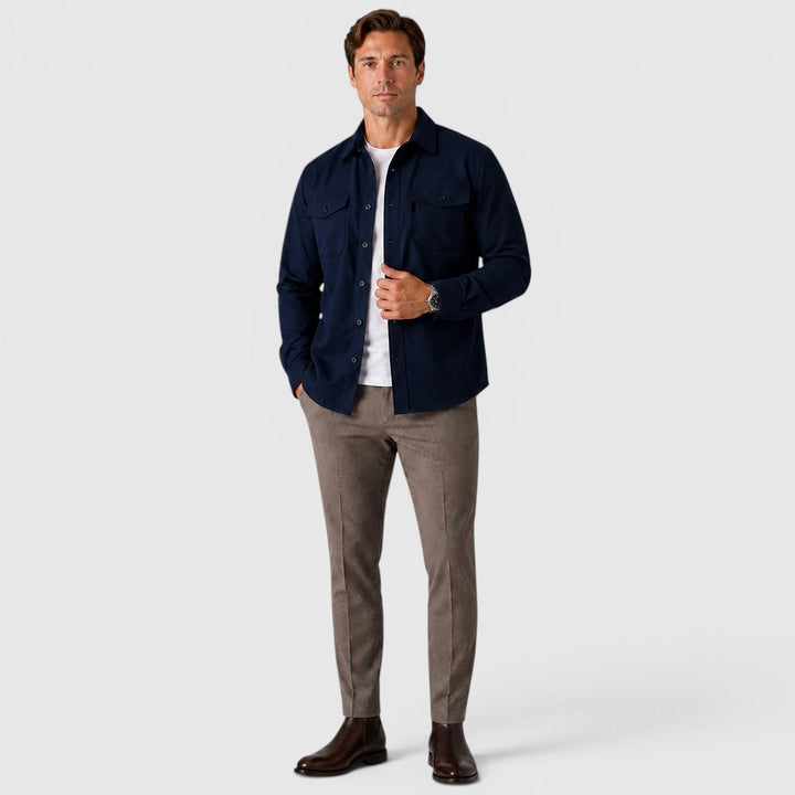 Angus | Relaxed Slim Fit Cotton Overshirt for Men