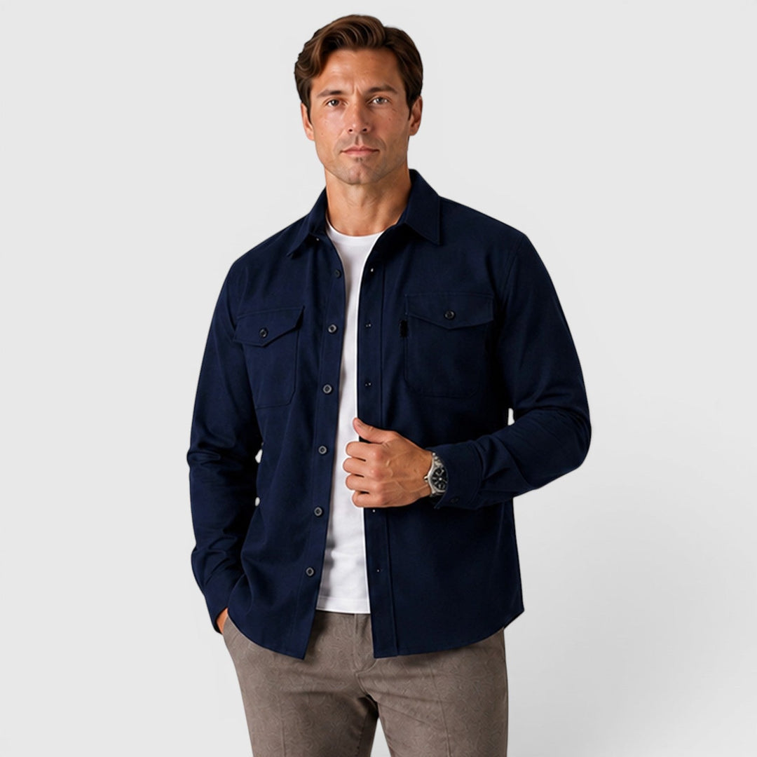 Angus | Relaxed Slim Fit Cotton Overshirt for Men