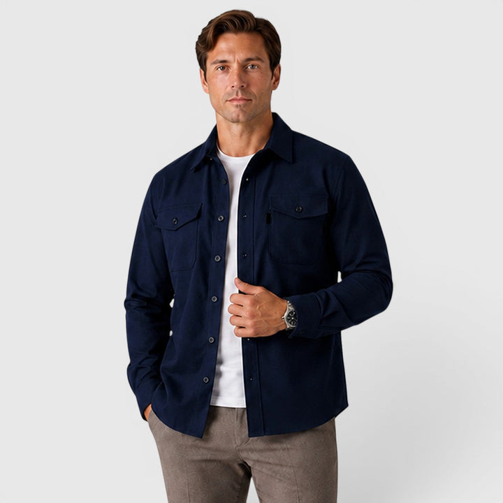 Angus | Relaxed Slim Fit Cotton Overshirt for Men