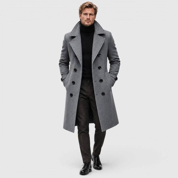 Barnaby | Sharp Double-Breasted Wool Overcoat for Men