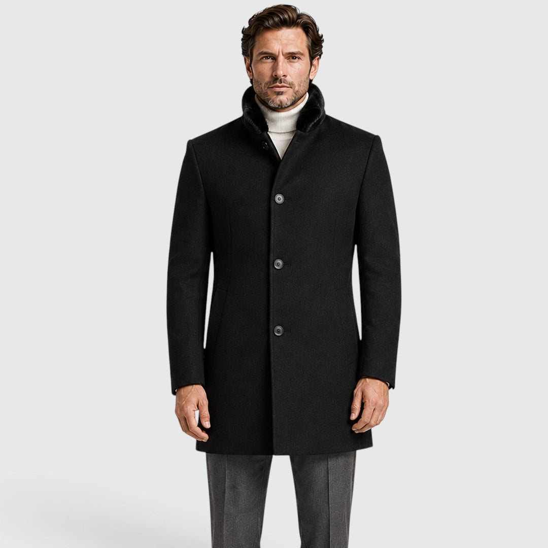Gustav | Polished Stand-Collar Wool Overcoat
