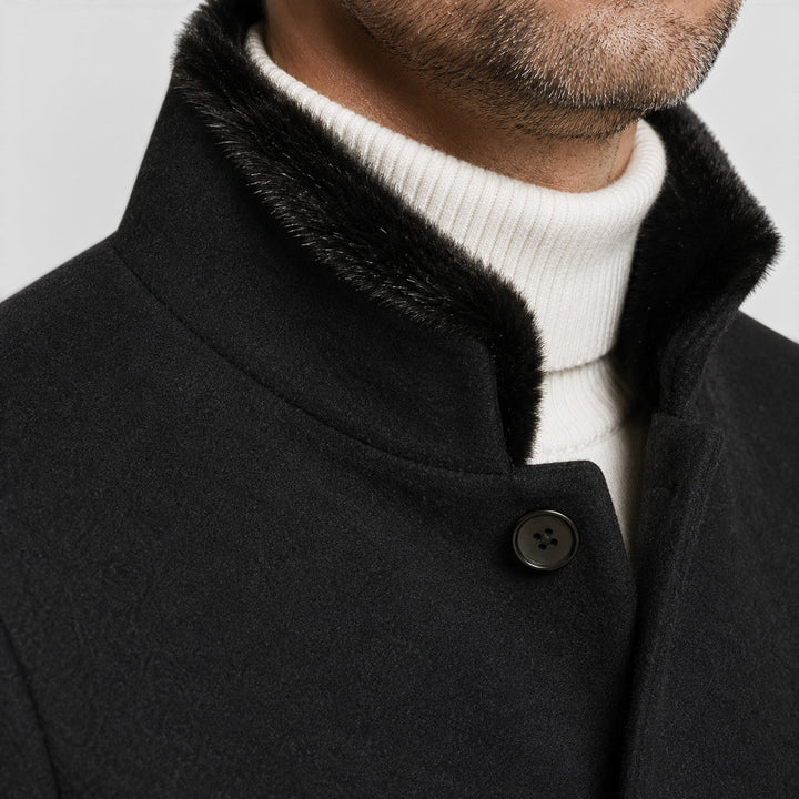 Gustav | Polished Stand-Collar Wool Overcoat