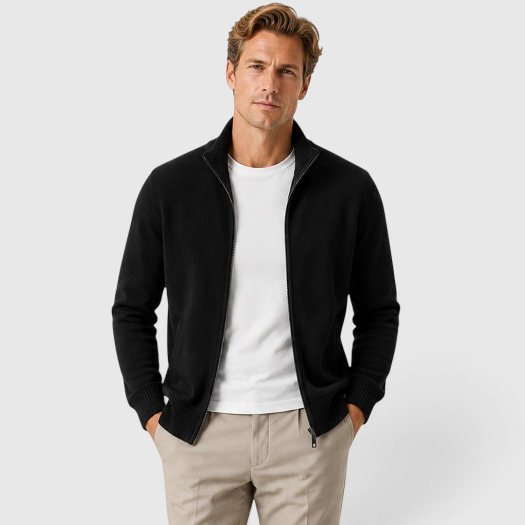 Nolan | Sleek Zip-Up Mock Neck Jumper for Men
