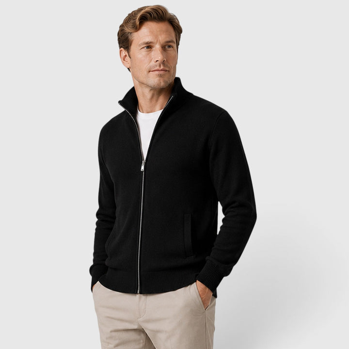 Nolan | Sleek Zip-Up Mock Neck Jumper for Men