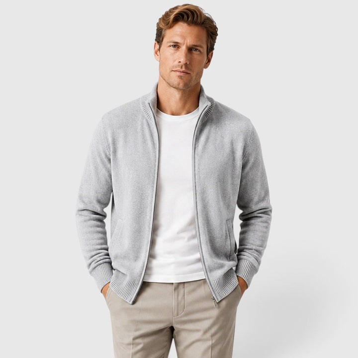 Nolan | Sleek Zip-Up Mock Neck Jumper for Men