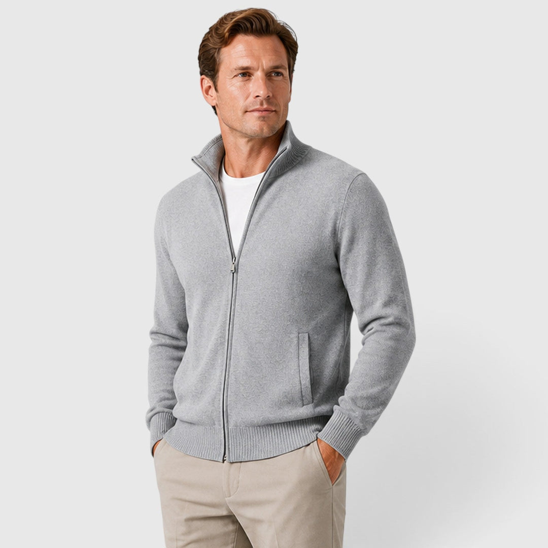 Nolan | Sleek Zip-Up Mock Neck Jumper for Men