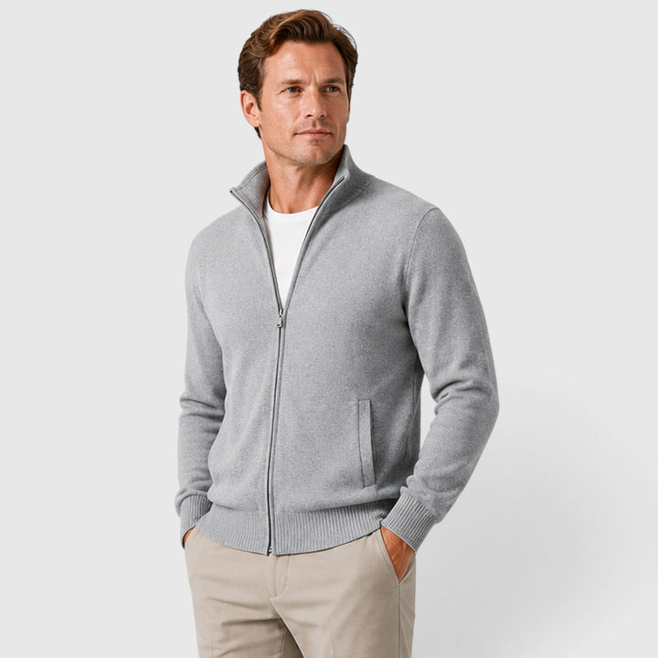 Nolan | Sleek Zip-Up Mock Neck Jumper for Men
