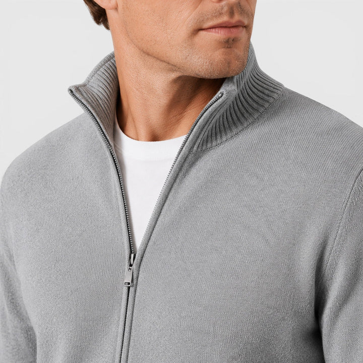Nolan | Sleek Zip-Up Mock Neck Jumper for Men