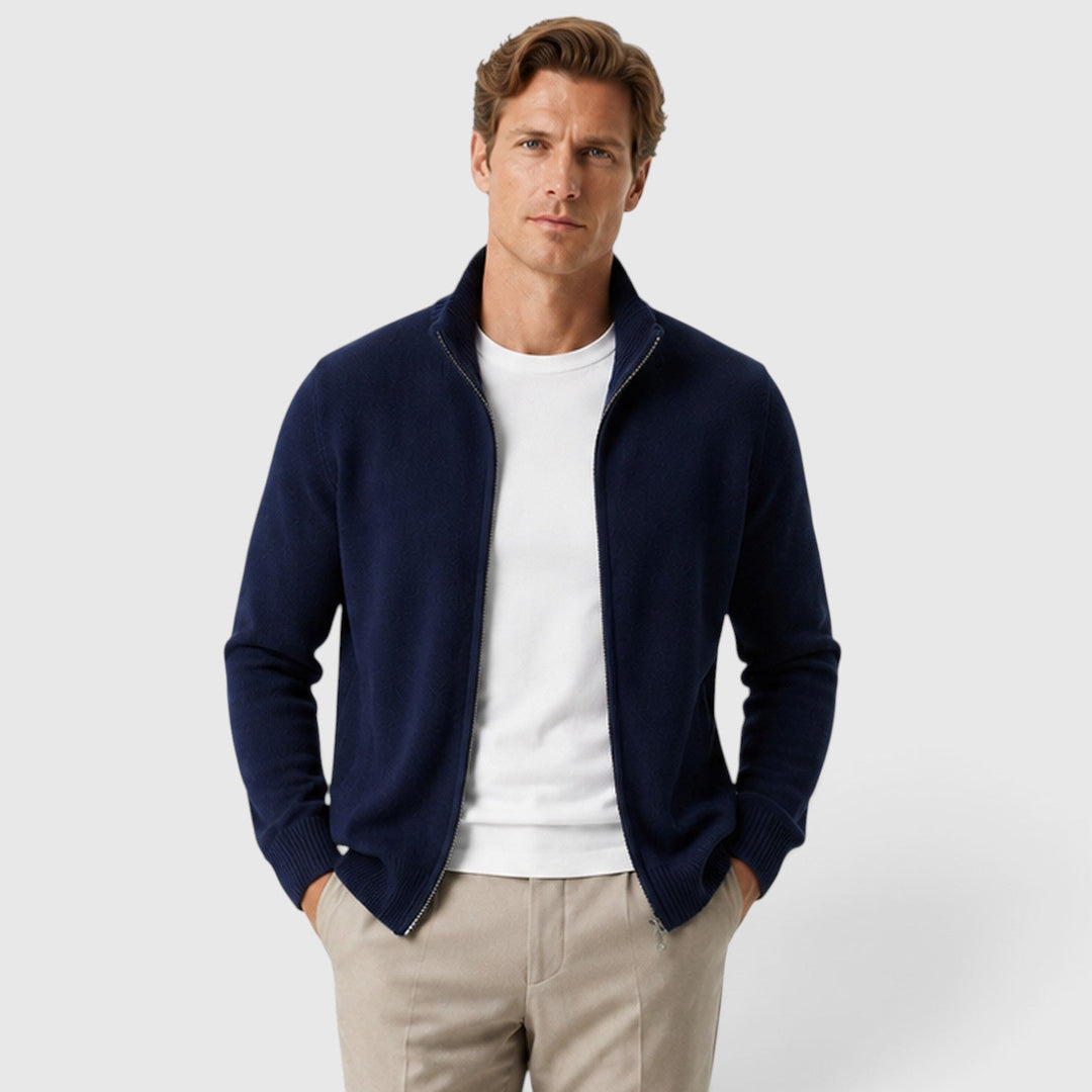 Nolan | Sleek Zip-Up Mock Neck Jumper for Men