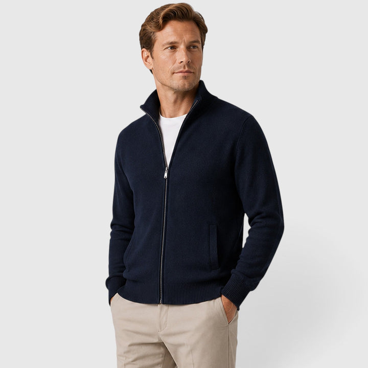 Nolan | Sleek Zip-Up Mock Neck Jumper for Men