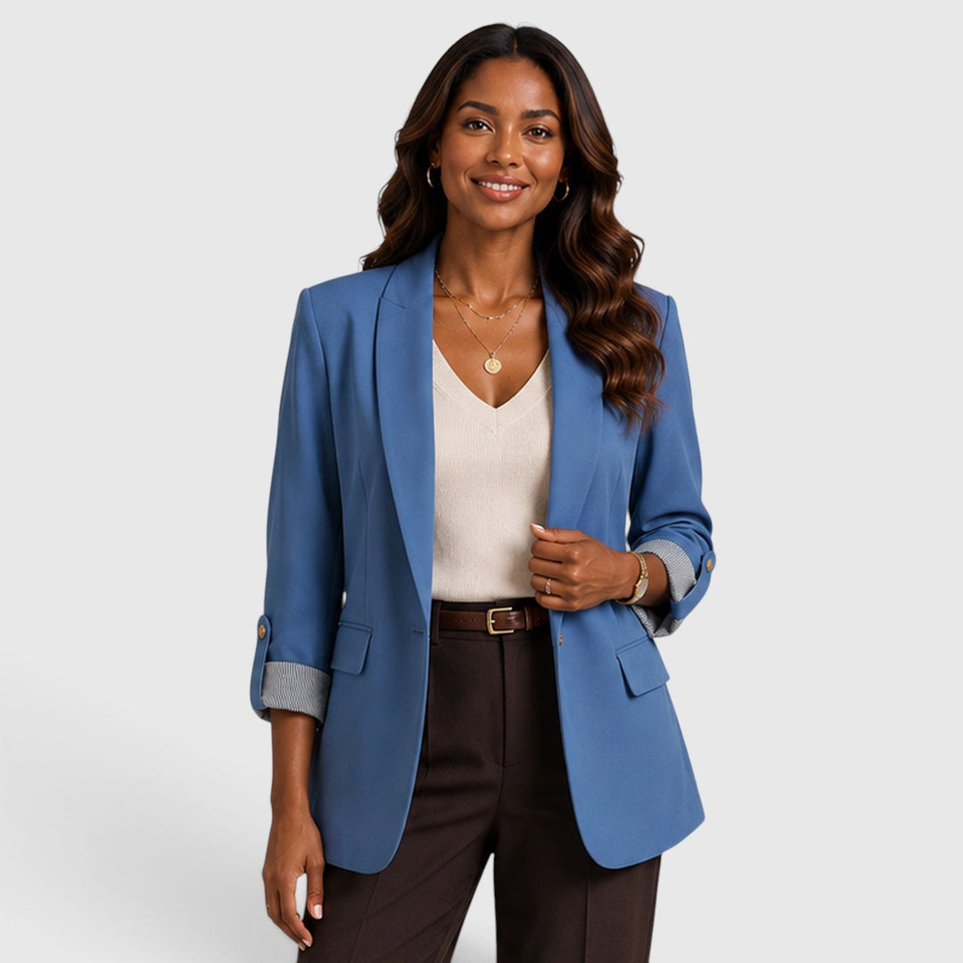 Arabella | Effortless Open Front Blazer with Ruched Sleeves
