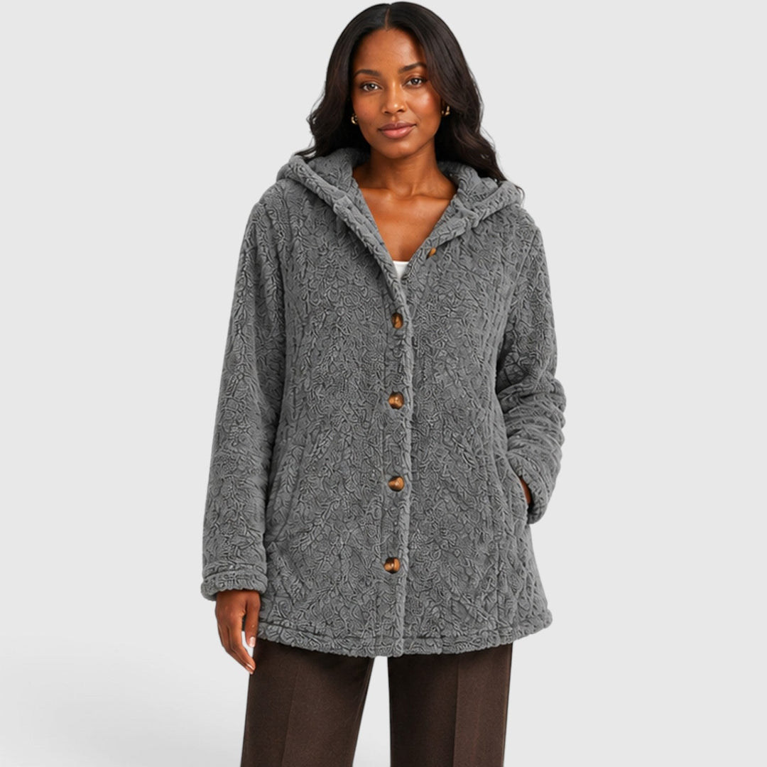 Jane | Cozy Hooded Teddy Fleece Cardigan