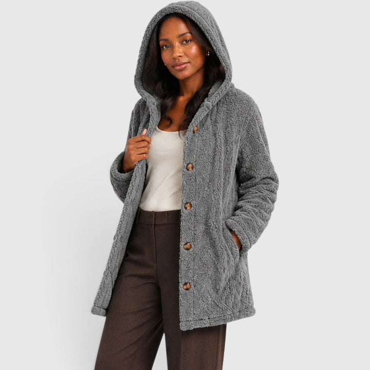 Jane | Cozy Hooded Teddy Fleece Cardigan