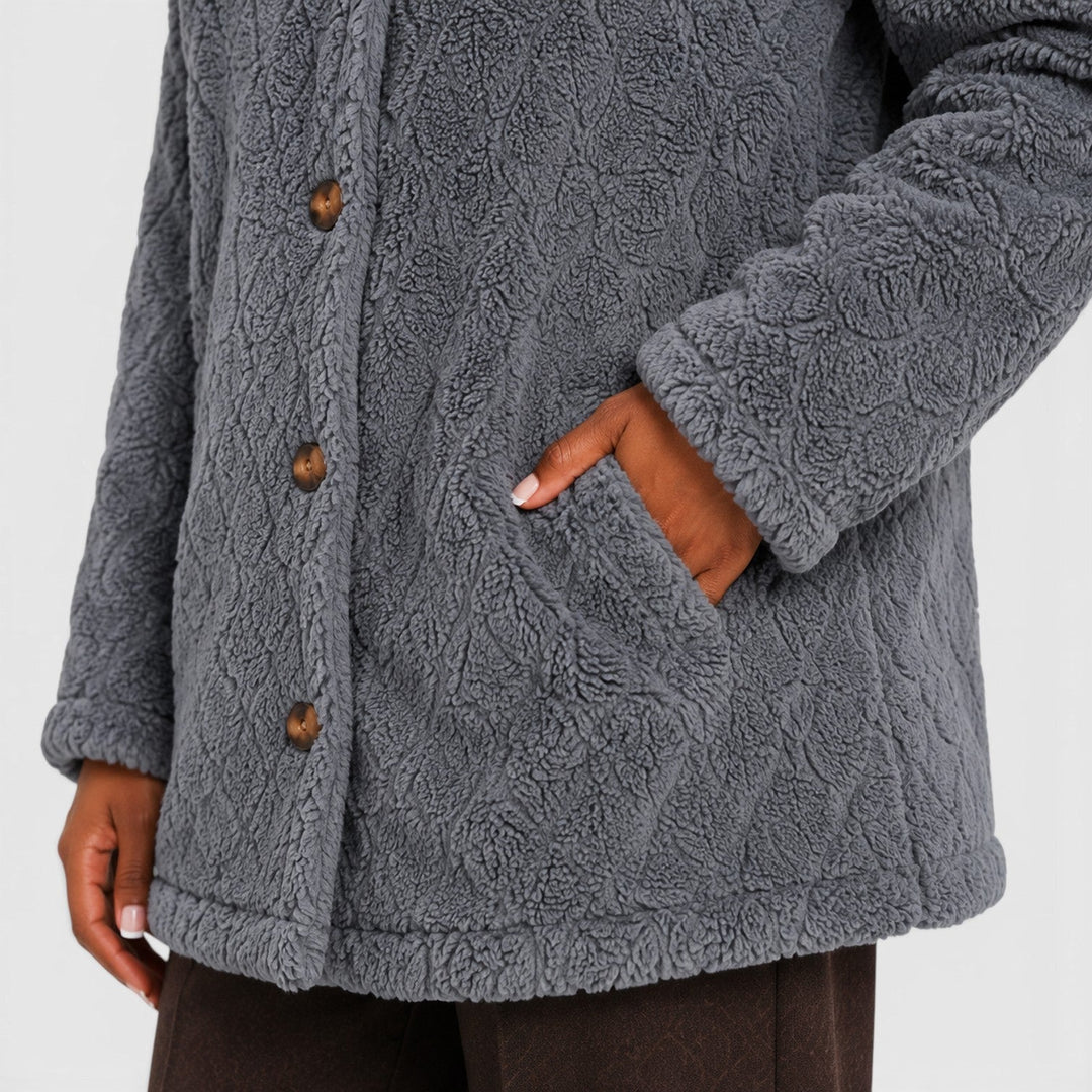 Jane | Cozy Hooded Teddy Fleece Cardigan