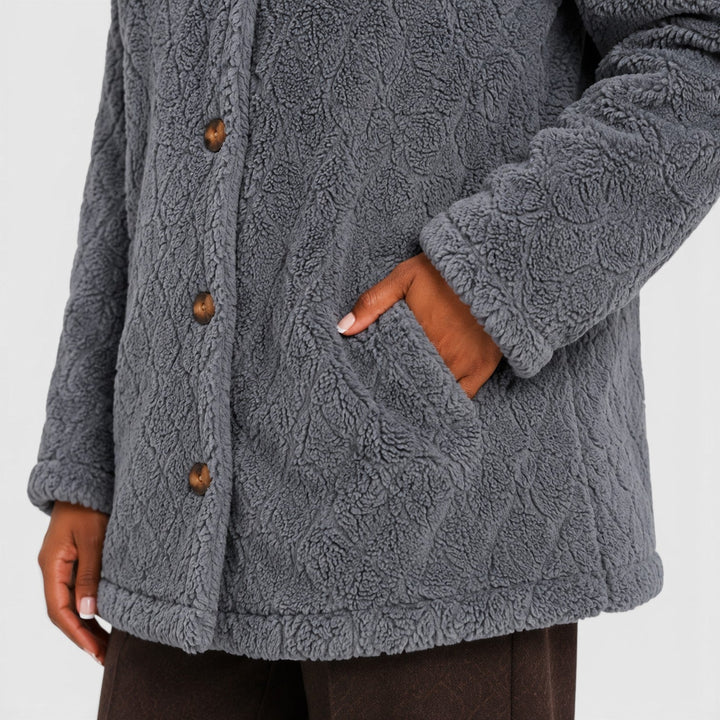 Jane | Cozy Hooded Teddy Fleece Cardigan