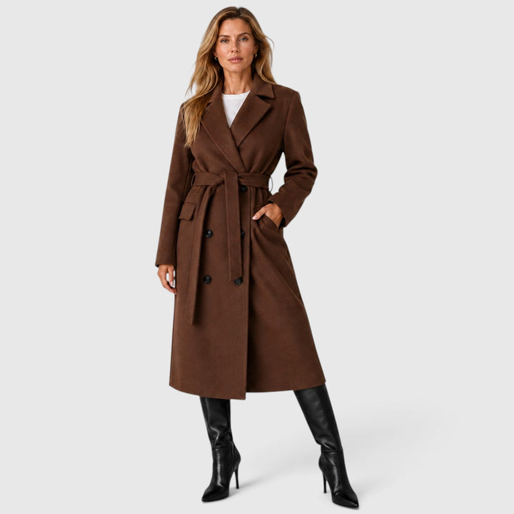 Aurelie | Elegant Belted Wool Overcoat