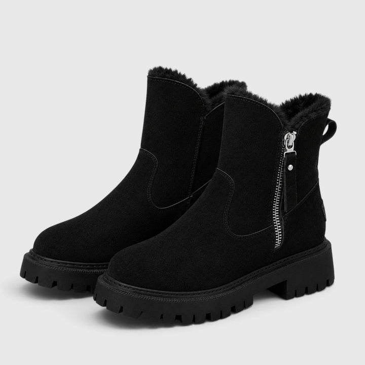 Deborah | Warm Suede Ankle Boots Chunky Sole