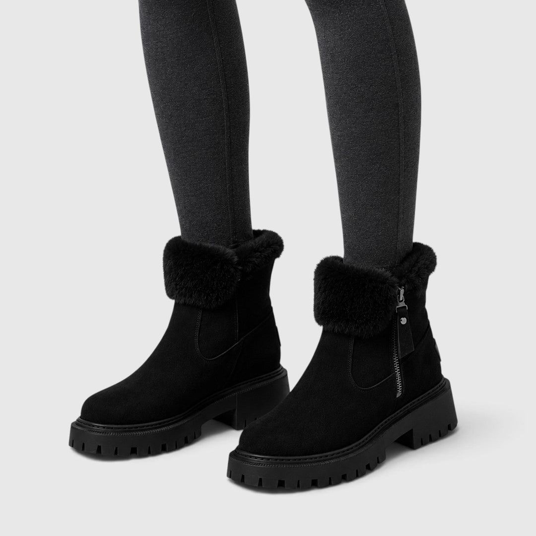 Deborah | Warm Suede Ankle Boots Chunky Sole