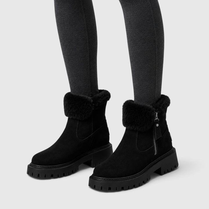 Deborah | Warm Suede Ankle Boots Chunky Sole