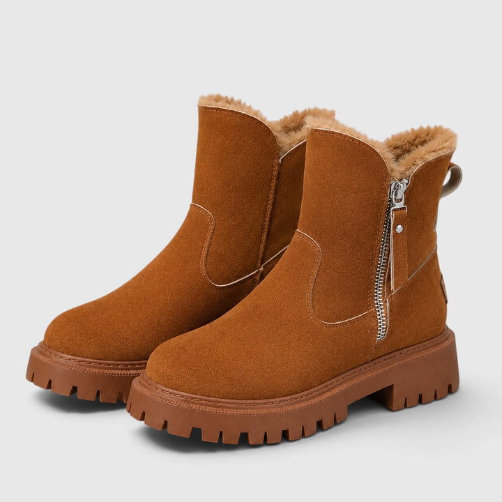 Deborah | Warm Suede Ankle Boots Chunky Sole
