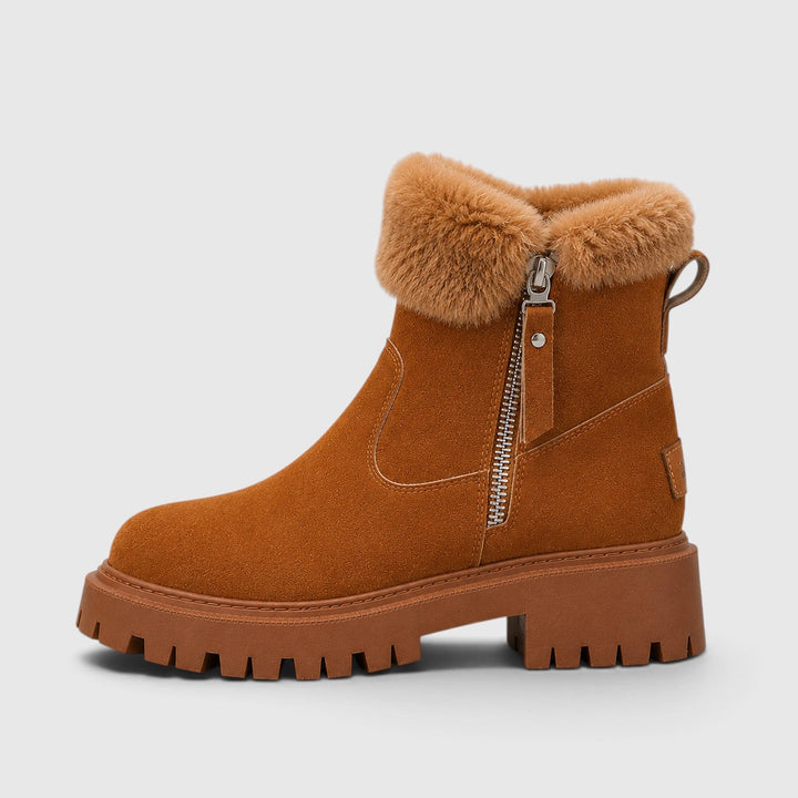 Deborah | Warm Suede Ankle Boots Chunky Sole