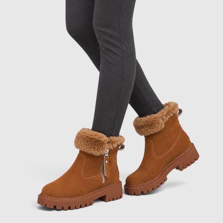 Deborah | Warm Suede Ankle Boots Chunky Sole