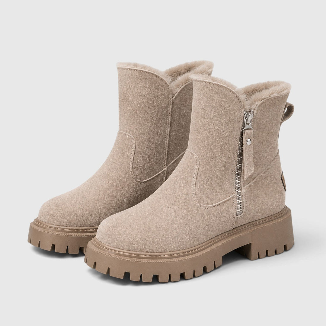 Deborah | Warm Suede Ankle Boots Chunky Sole