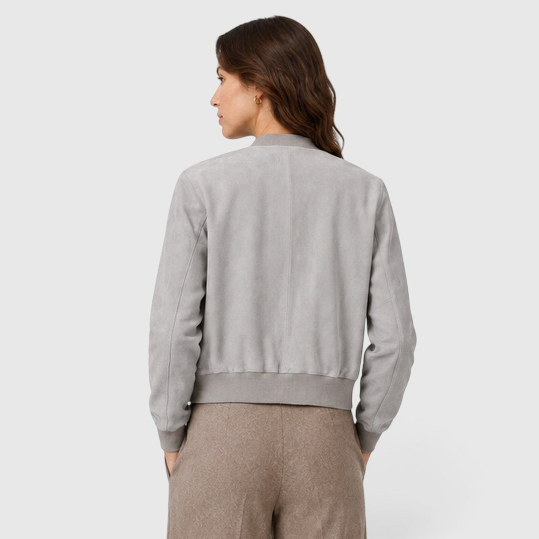 Ianthe | Polished Suede Bomber Jacket