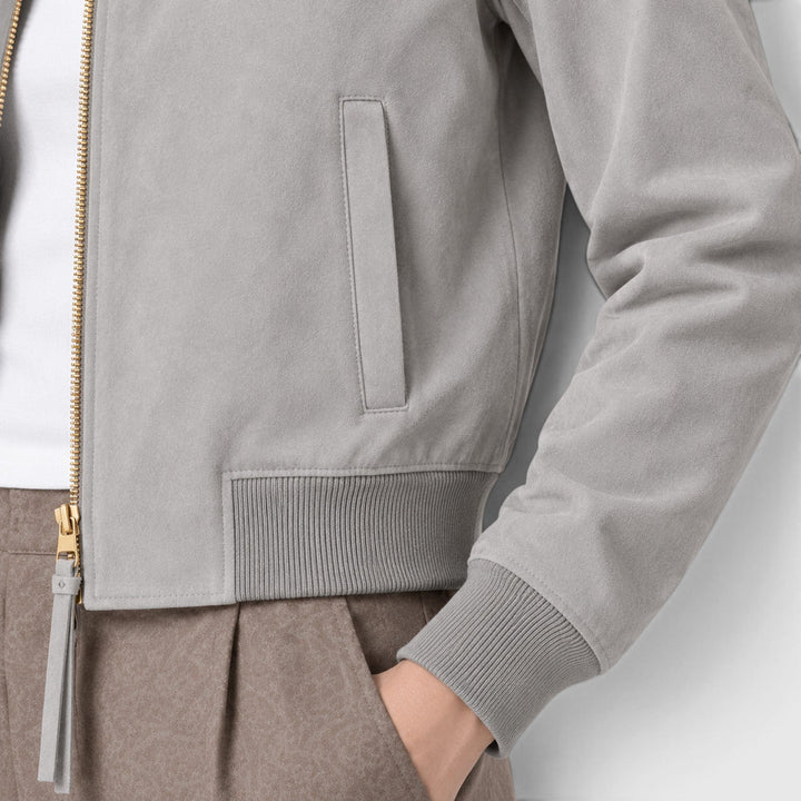 Ianthe | Polished Suede Bomber Jacket