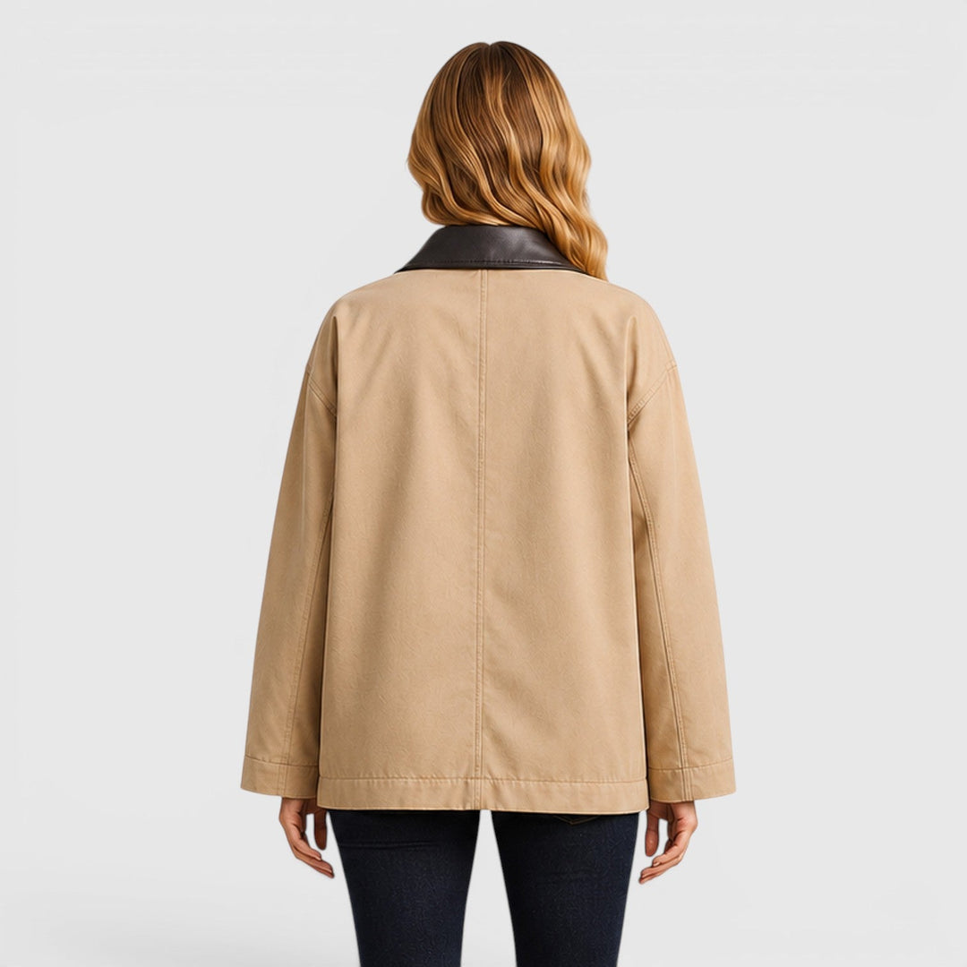 Harriet | Rugged Canvas Barn Jacket Leather Collar