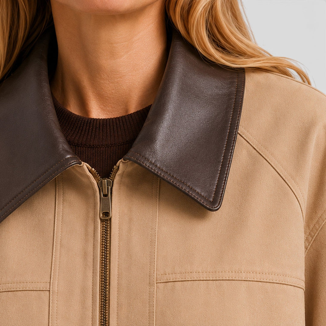 Harriet | Rugged Canvas Barn Jacket Leather Collar