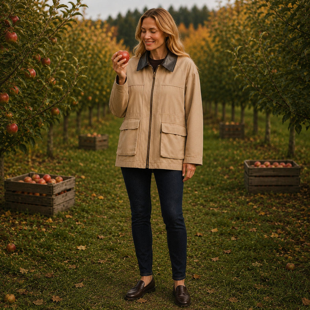 Harriet | Rugged Canvas Barn Jacket Leather Collar