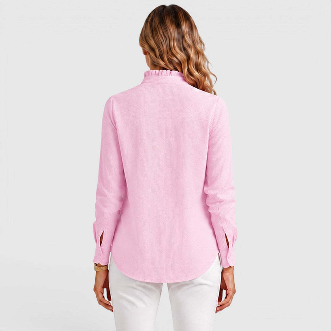 Cordelia | Polished Striped Ruffle Blouse