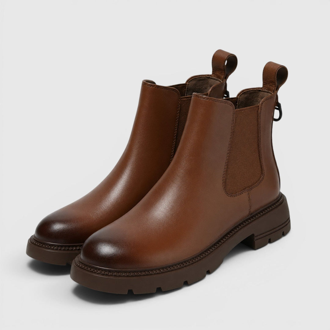 Genevieve | Rugged Leather Chelsea Boots Chunky Sole