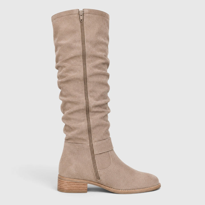 Petra | Elegant Suede Knee High Block Heel Boots