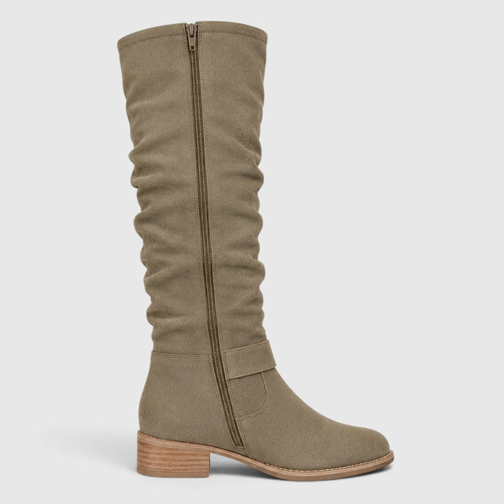 Petra | Elegant Suede Knee High Block Heel Boots