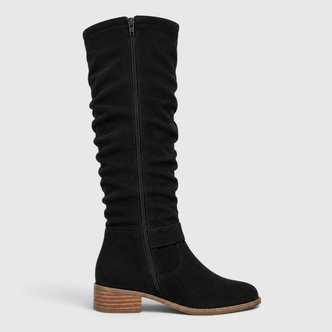 Petra | Elegant Suede Knee High Block Heel Boots