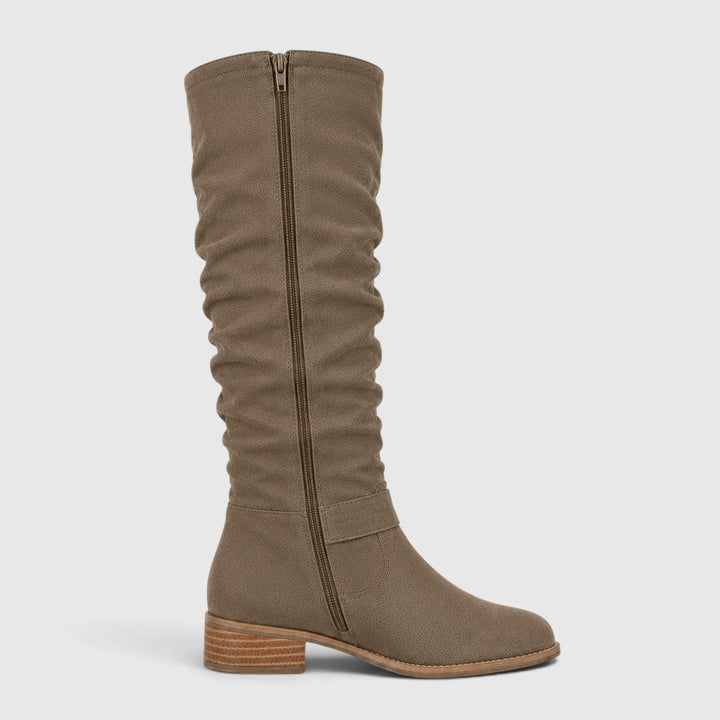 Petra | Elegant Suede Knee High Block Heel Boots
