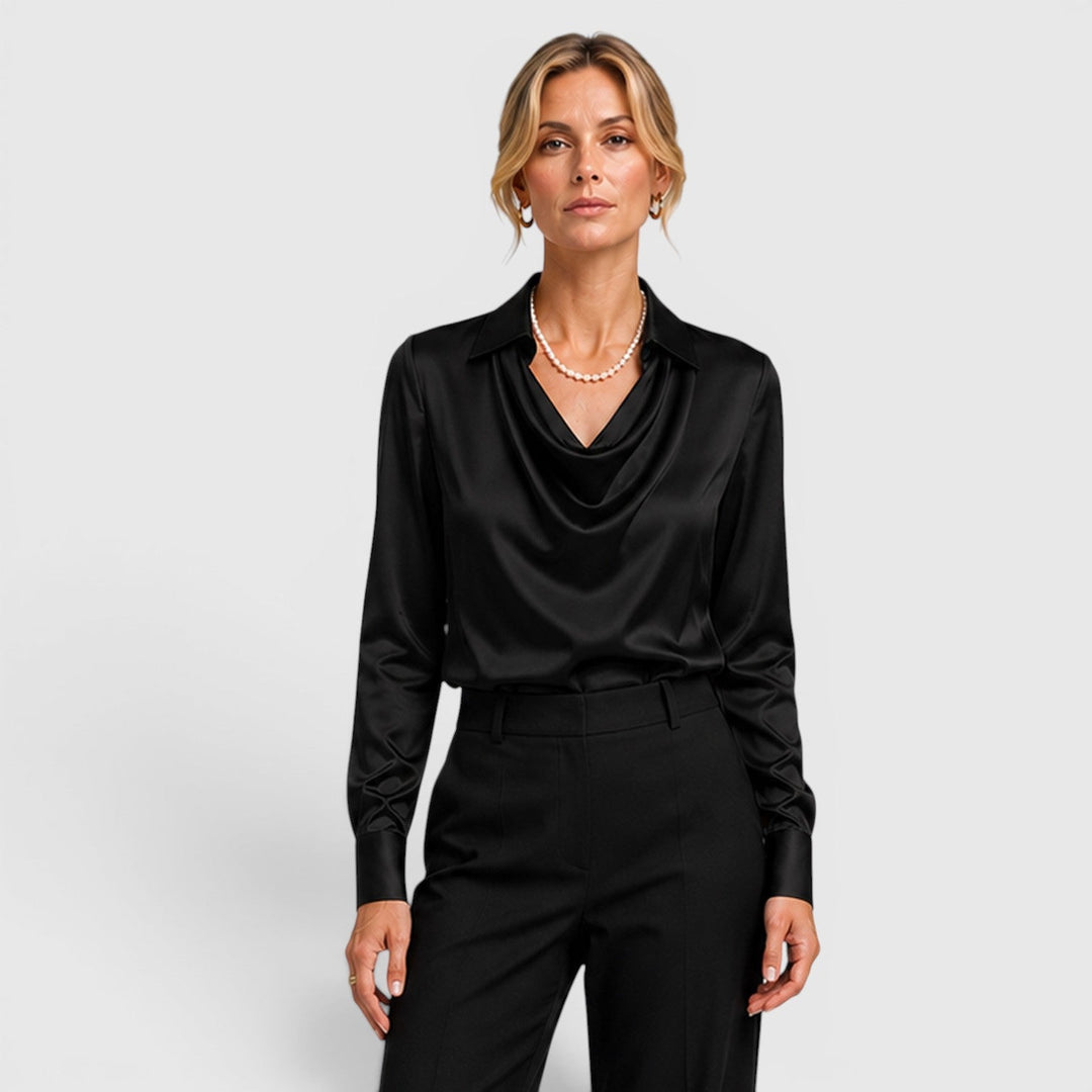 Dahlia | Elegant Satin Draped Blouse