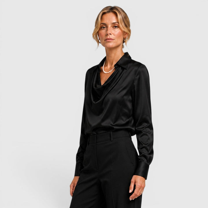 Dahlia | Elegant Satin Draped Blouse